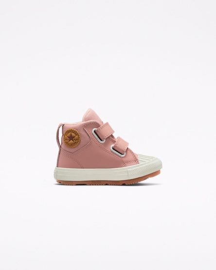 Boys' Converse Chuck Taylor All Star Berkshire Boot Easy-On Leather High Top Shoes Pink | AU 8C39EL